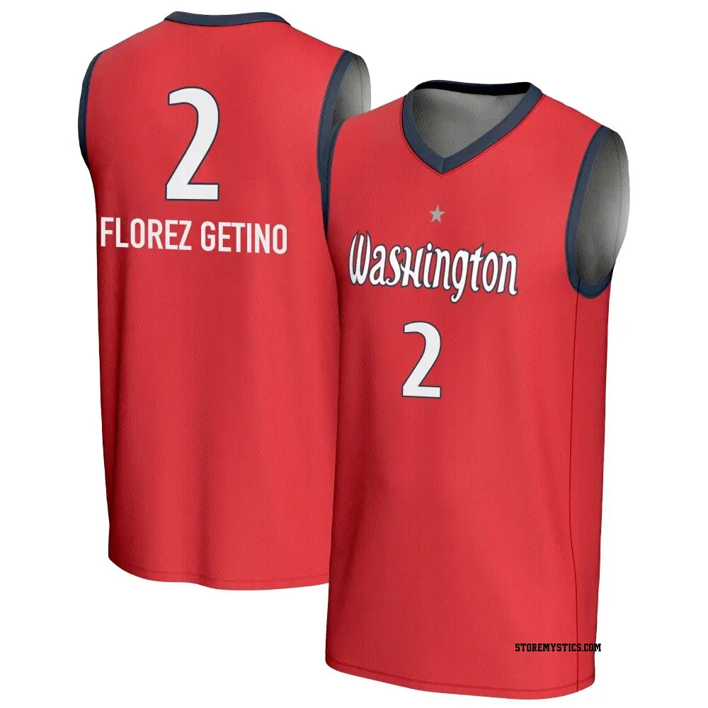 Men's Alicia Florez Getino ＃2 Replica Red Washington Mystics Lightweight Jersey