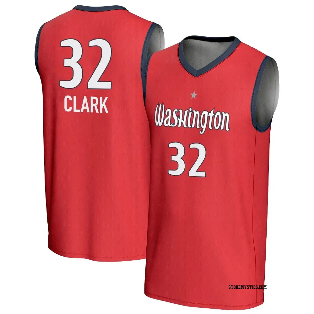 Men's Alysha Clark ＃32 Replica Red Washington Mystics Lightweight Jersey