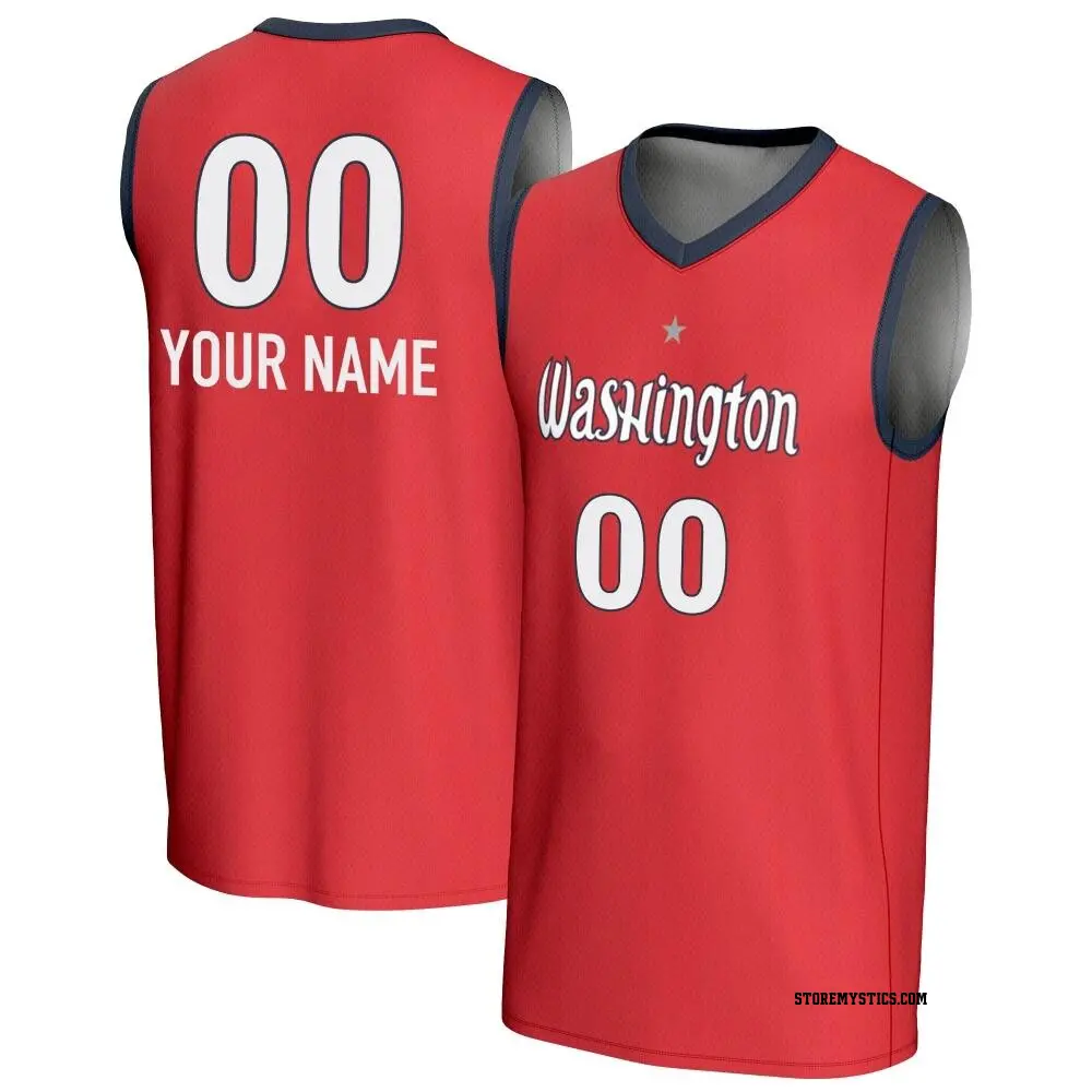 Men's Custom ＃00 Replica Red Washington Mystics Lightweight Jersey