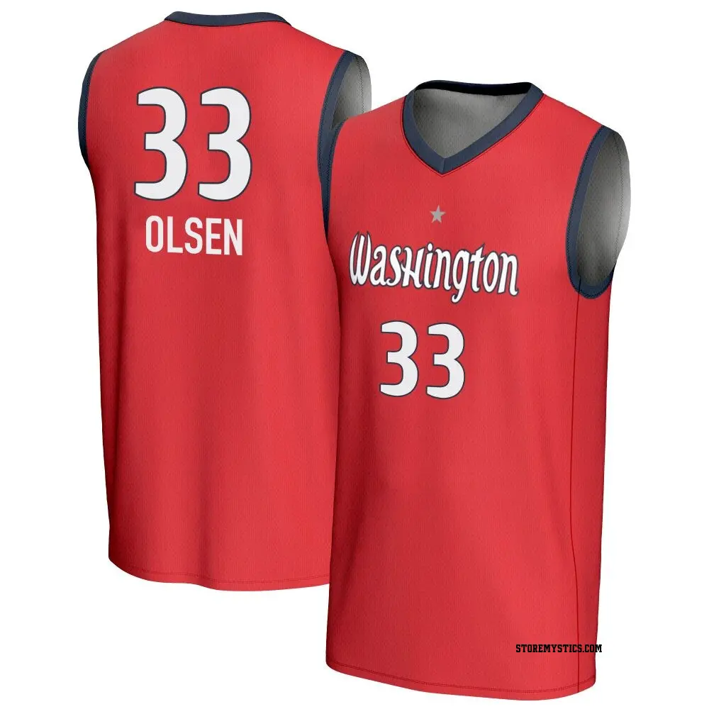 Men's Lucy Olsen ＃33 Replica Red Washington Mystics Lightweight Jersey