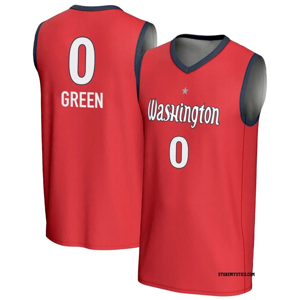 Men's Zaay Green ＃0 Replica Red Washington Mystics Lightweight Jersey