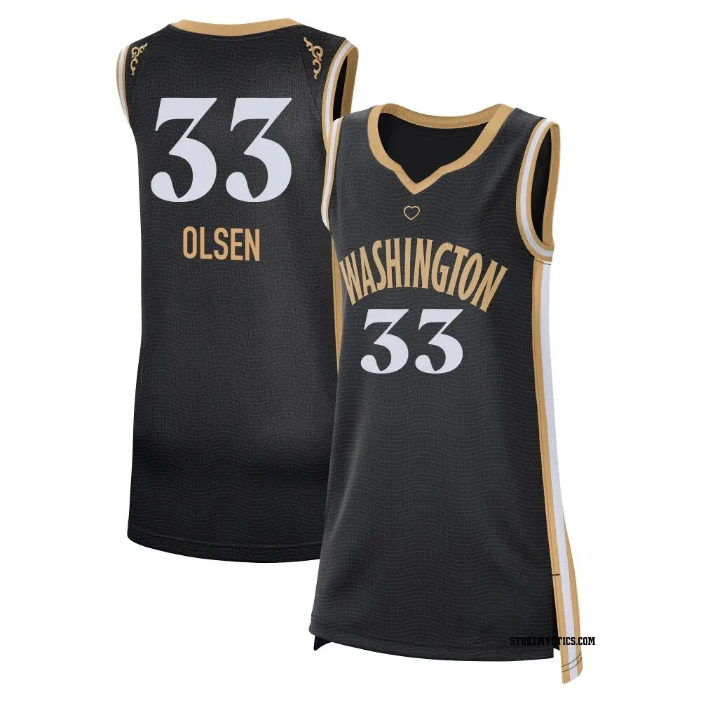 Women's Lucy Olsen ＃33 Rebel Edition Victory Black Washington Mystics 2023 Jersey