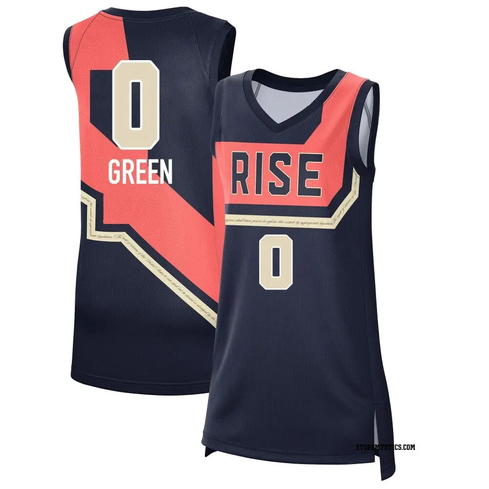 Women's Zaay Green ＃0 Rebel Edition Victory Navy Washington Mystics 2021 Jersey